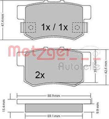 Metzger 1170328 - Bremžu uzliku kompl., Disku bremzes adetalas.lv