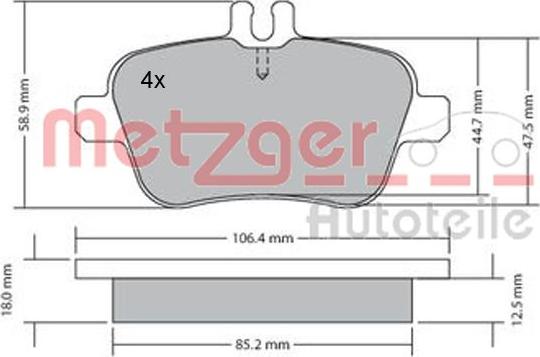 Metzger 1170204 - Bremžu uzliku kompl., Disku bremzes adetalas.lv