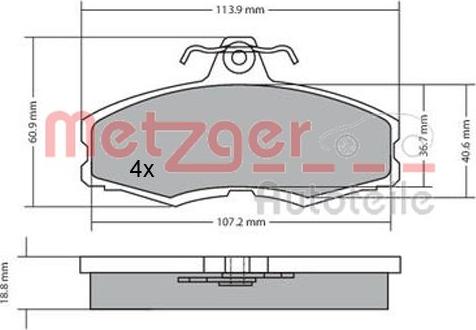 Metzger 1170286 - Bremžu uzliku kompl., Disku bremzes adetalas.lv