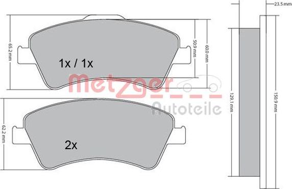 Metzger 1170220 - Bremžu uzliku kompl., Disku bremzes adetalas.lv