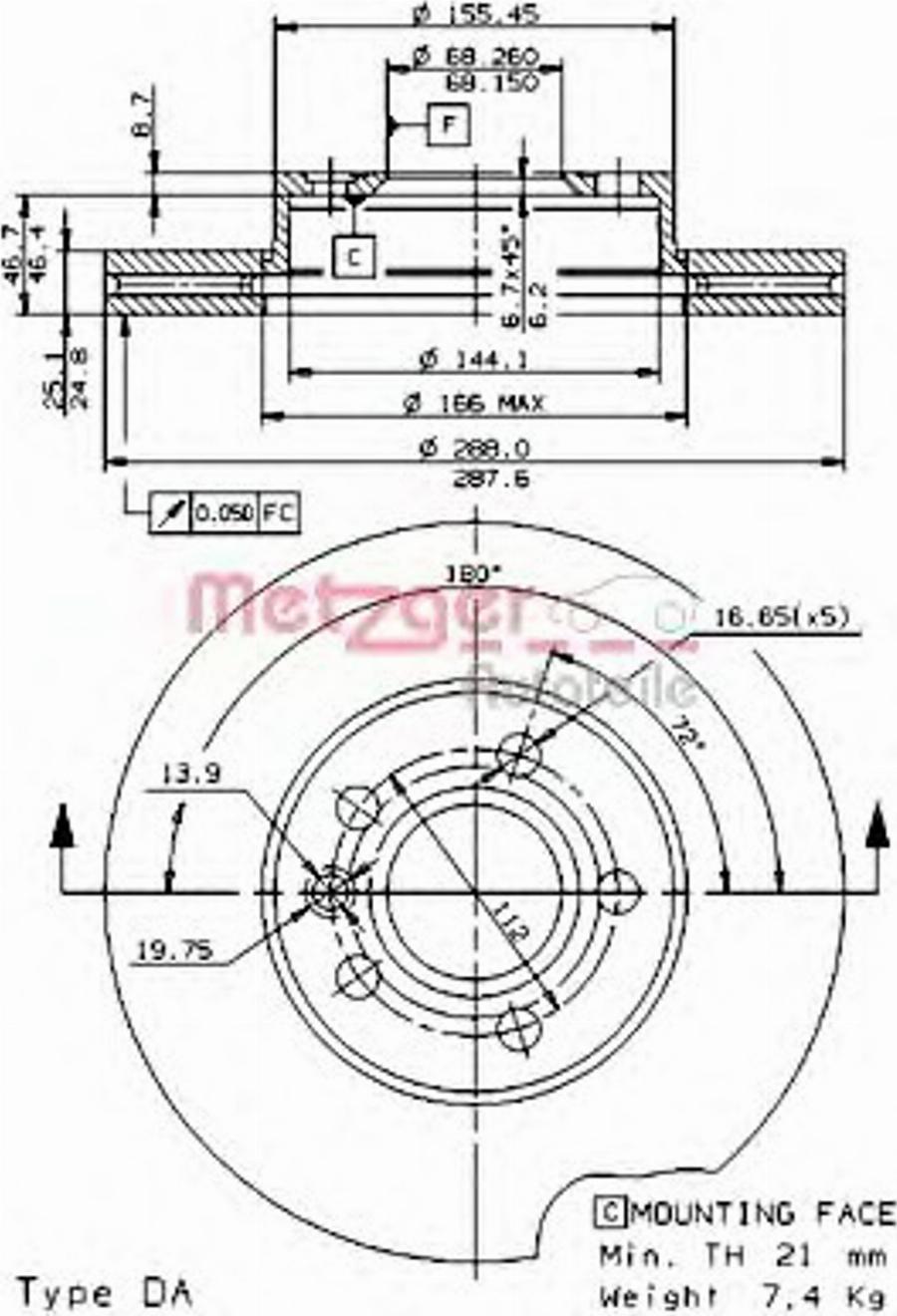 Metzger 24628E - Bremžu diski adetalas.lv