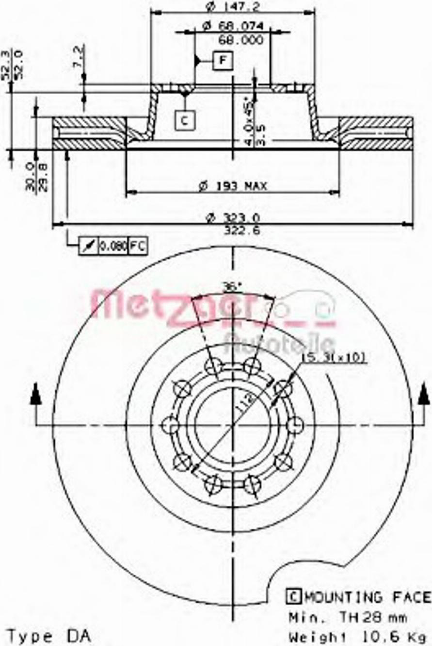 Metzger 24784 V - Bremžu diski adetalas.lv