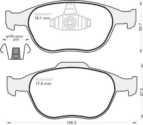 4U Autoparts 22701FR - Bremžu uzliku kompl., Disku bremzes adetalas.lv