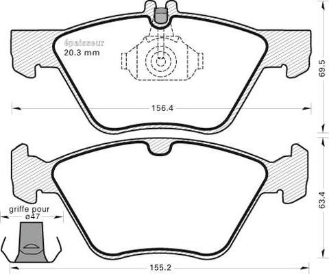 BOSCH 986494001 - Bremžu uzliku kompl., Disku bremzes adetalas.lv