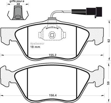 FIAT 0000009948476 - Bremžu uzliku kompl., Disku bremzes adetalas.lv