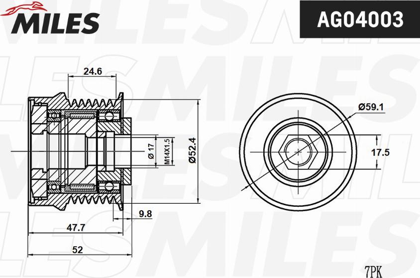 Miles AG04003 - Piedziņas skriemelis, Ģenerators adetalas.lv