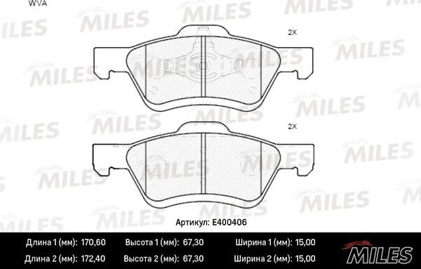 Miles E400406 - Bremžu uzliku kompl., Disku bremzes adetalas.lv