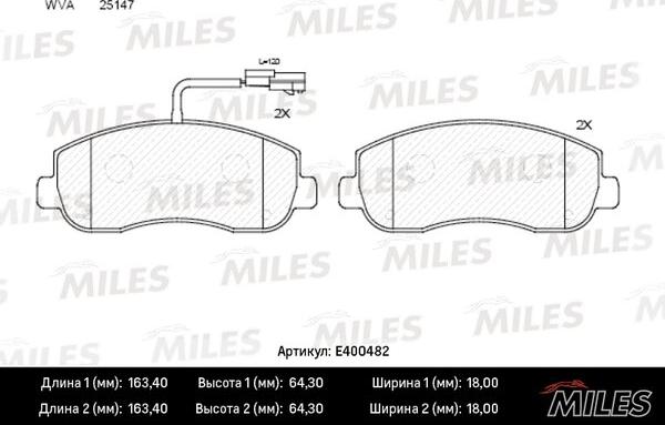 Miles E400482 - Bremžu uzliku kompl., Disku bremzes adetalas.lv