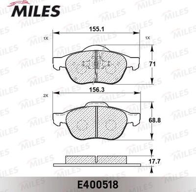 Miles E400518 - Bremžu uzliku kompl., Disku bremzes adetalas.lv