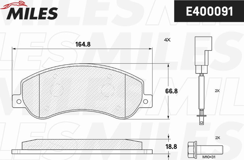 Miles E400091 - Bremžu uzliku kompl., Disku bremzes adetalas.lv