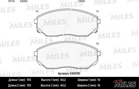 Miles E400181 - Bremžu uzliku kompl., Disku bremzes adetalas.lv