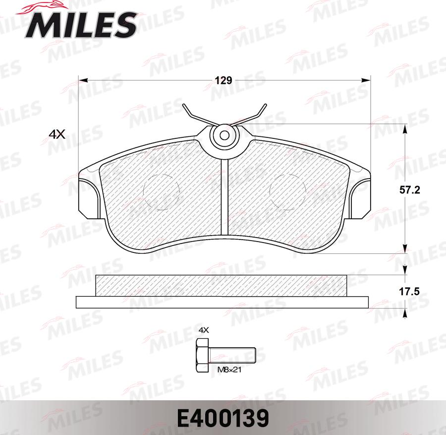 Miles E400139 - Bremžu uzliku kompl., Disku bremzes adetalas.lv