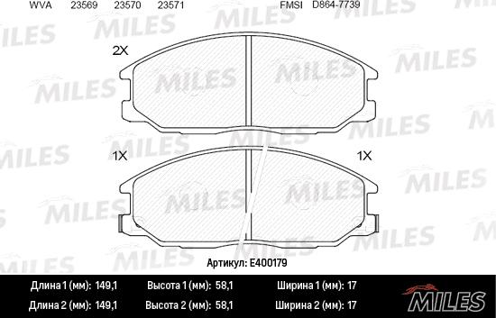 Miles E400179 - Bremžu uzliku kompl., Disku bremzes adetalas.lv