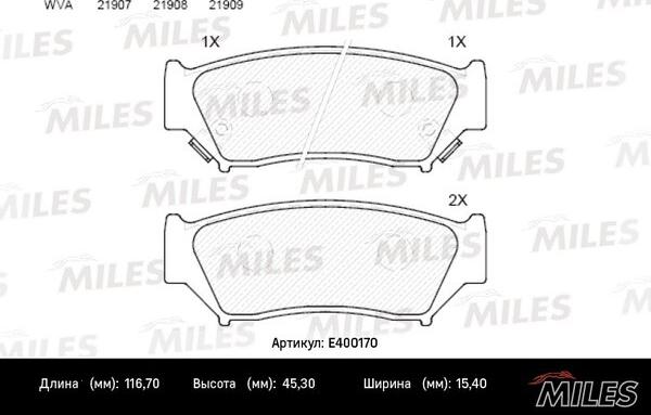 Miles E400170 - Bremžu uzliku kompl., Disku bremzes adetalas.lv