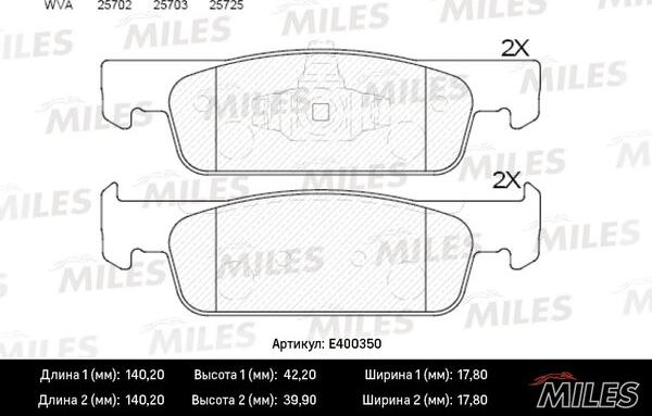 Miles E400350 - Bremžu uzliku kompl., Disku bremzes adetalas.lv