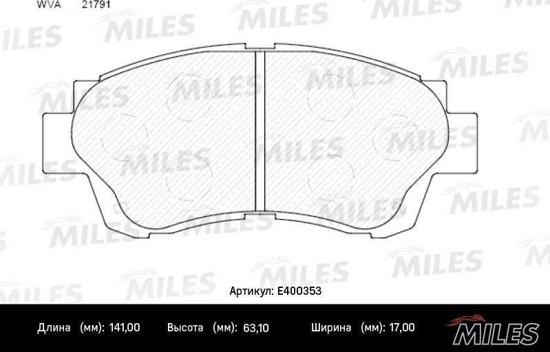 Miles E400353 - Bremžu uzliku kompl., Disku bremzes adetalas.lv