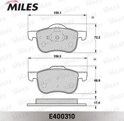 Miles E400310 - Bremžu uzliku kompl., Disku bremzes adetalas.lv