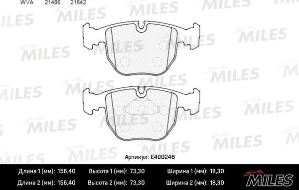 Miles E400246 - Bremžu uzliku kompl., Disku bremzes adetalas.lv