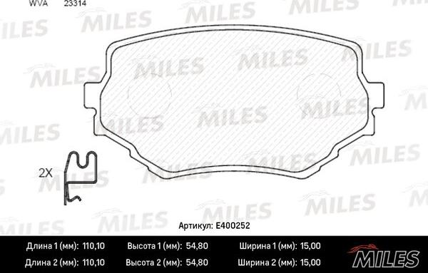 Miles E400252 - Bremžu uzliku kompl., Disku bremzes adetalas.lv