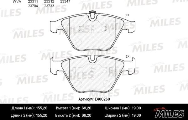 Miles E400268 - Bremžu uzliku kompl., Disku bremzes adetalas.lv