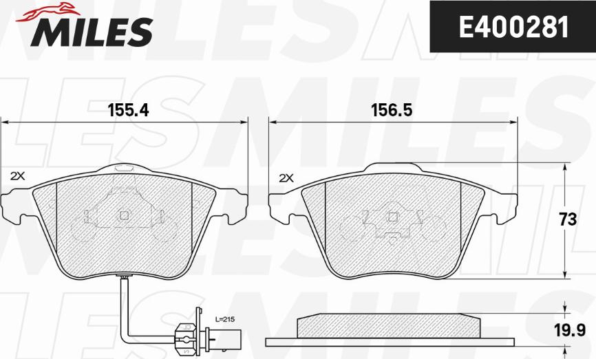 Miles E400281 - Bremžu uzliku kompl., Disku bremzes adetalas.lv