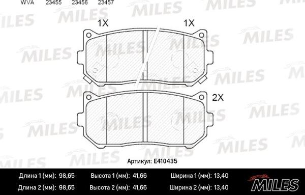 Miles E410435 - Bremžu uzliku kompl., Disku bremzes adetalas.lv