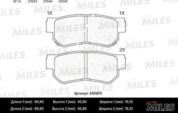 Miles E410011 - Bremžu uzliku kompl., Disku bremzes adetalas.lv