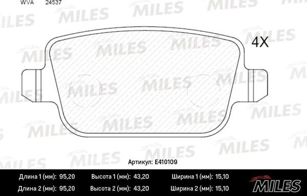 Miles E410109 - Bremžu uzliku kompl., Disku bremzes adetalas.lv