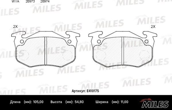 Miles E410175 - Bremžu uzliku kompl., Disku bremzes adetalas.lv