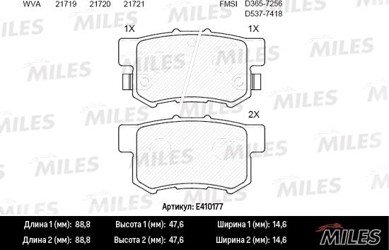 Miles E410177 - Bremžu uzliku kompl., Disku bremzes adetalas.lv