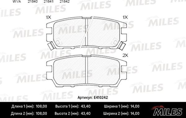 Miles E410242 - Bremžu uzliku kompl., Disku bremzes adetalas.lv