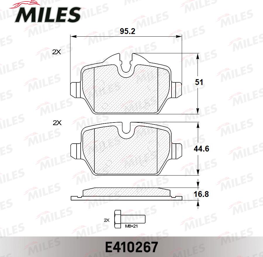 Miles E410267 - Bremžu uzliku kompl., Disku bremzes adetalas.lv