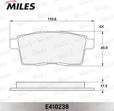 Miles E410238 - Bremžu uzliku kompl., Disku bremzes adetalas.lv