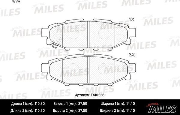 Miles E410228 - Bremžu uzliku kompl., Disku bremzes adetalas.lv