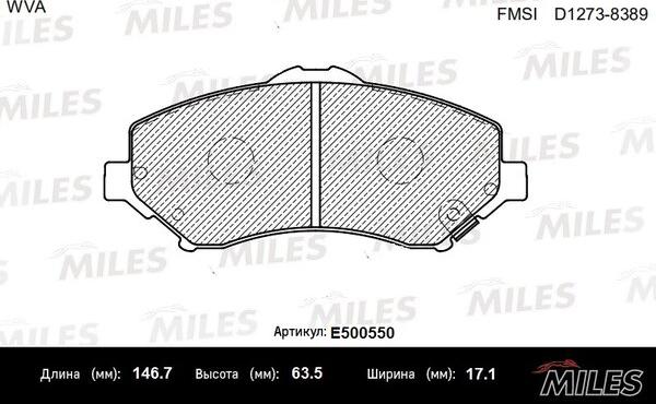 Miles E500550 - Bremžu uzliku kompl., Disku bremzes adetalas.lv