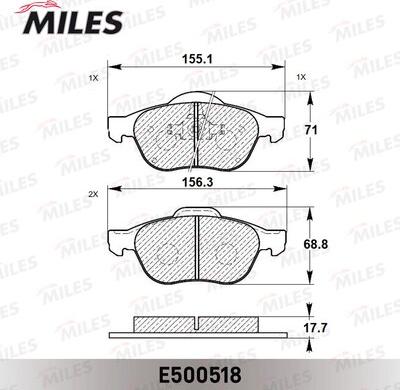 Miles E500518 - Bremžu uzliku kompl., Disku bremzes adetalas.lv