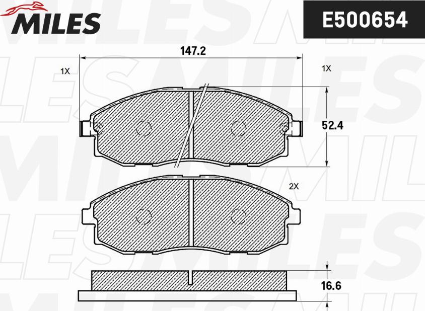 Miles E500654 - Bremžu uzliku kompl., Disku bremzes adetalas.lv