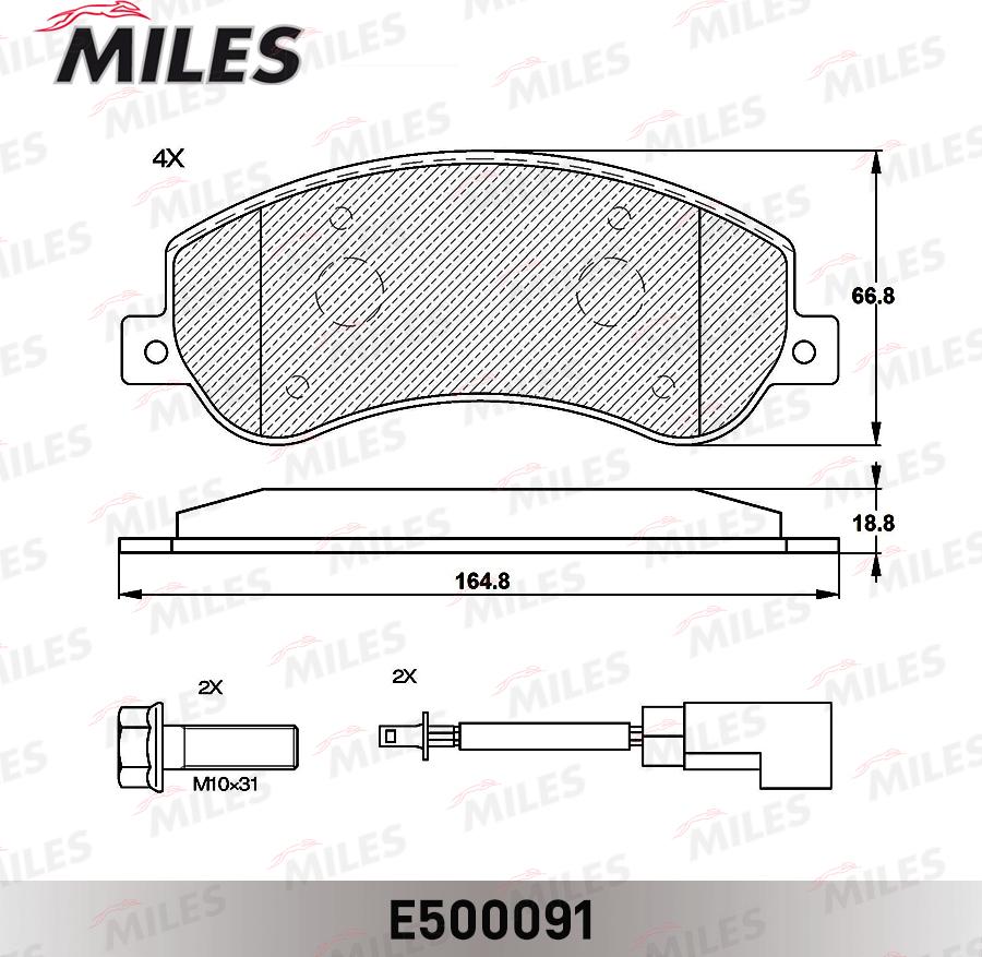 Miles E500091 - Bremžu uzliku kompl., Disku bremzes adetalas.lv