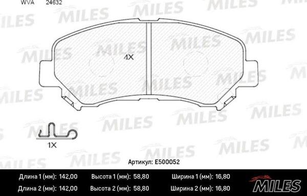 Miles E500052 - Bremžu uzliku kompl., Disku bremzes adetalas.lv