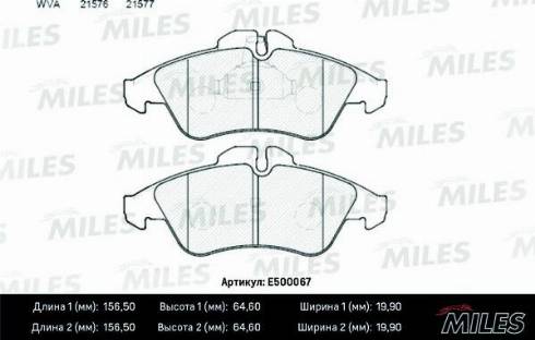 Miles E500067 - Bremžu uzliku kompl., Disku bremzes adetalas.lv