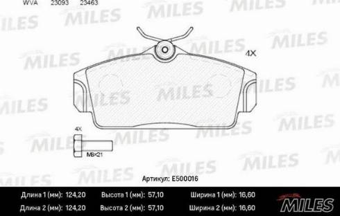 Miles E500016 - Bremžu uzliku kompl., Disku bremzes adetalas.lv