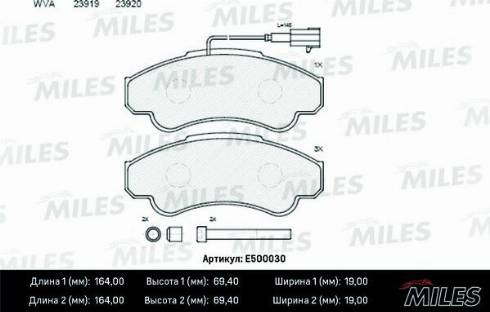 Miles E500030 - Bremžu uzliku kompl., Disku bremzes adetalas.lv