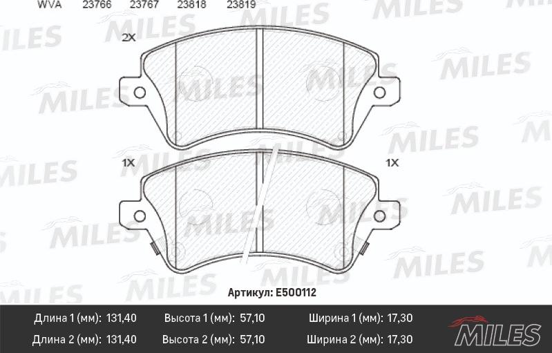 Miles E500112 - Bremžu uzliku kompl., Disku bremzes adetalas.lv