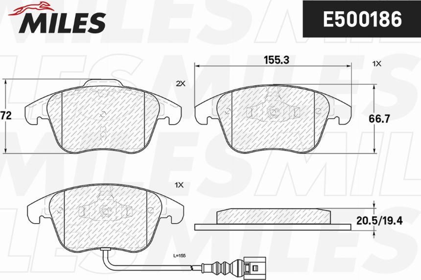 Miles E500186 - Bremžu uzliku kompl., Disku bremzes adetalas.lv