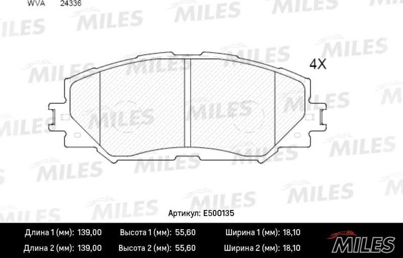 Miles E500135 - Bremžu uzliku kompl., Disku bremzes adetalas.lv