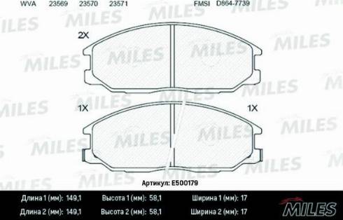 Miles E500179 - Bremžu uzliku kompl., Disku bremzes adetalas.lv