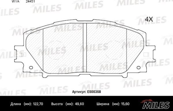 Miles E500358 - Bremžu uzliku kompl., Disku bremzes adetalas.lv