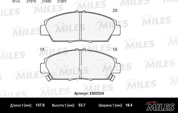 Miles E500324 - Bremžu uzliku kompl., Disku bremzes adetalas.lv