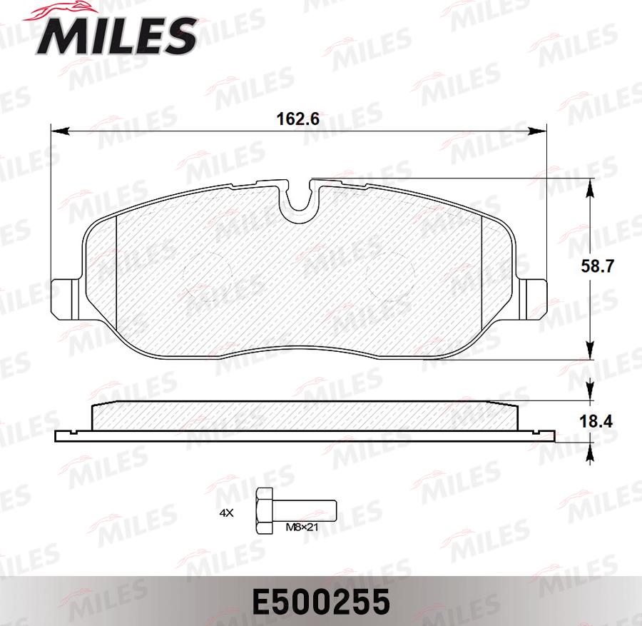 Miles E500255 - Bremžu uzliku kompl., Disku bremzes adetalas.lv