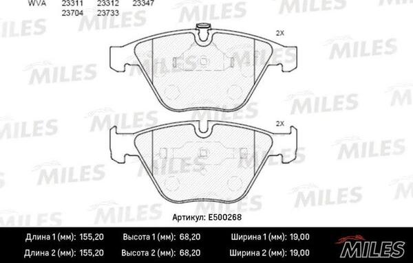 Miles E500268 - Bremžu uzliku kompl., Disku bremzes adetalas.lv